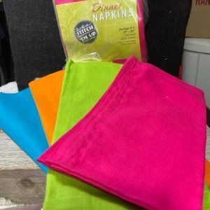 8 Colonial Patterns Dinner Napkins in Bright Colors